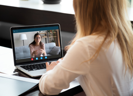 Two women doing virtual meeting